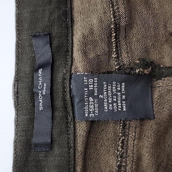 Simon Chang Women's Khaki Brown  Denim Jeans Straight Leg Stretch Size 2 - Picture 5 of 16